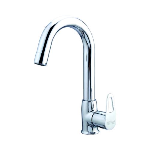  Swan Neck Pillar Cock with Swinging Flat Spout Chrome